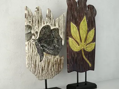 Albesia Wood Carved Decoration 3D model