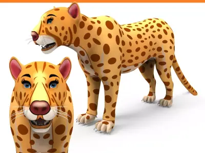 3D  Cartoon Leopard low poly game ready  Low-poly 3D model
