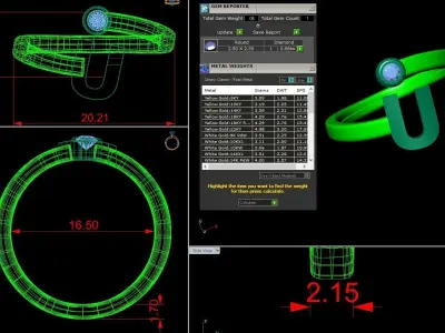 Jewelry Alphabet Ring U 3D print model