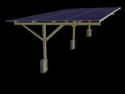Solar Ready Car Port And Structural Members Dimensions Low-poly 3D model