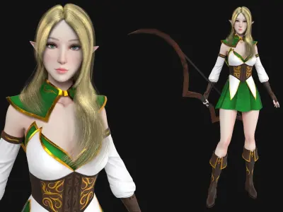 Archer Elf Low-poly 3D model