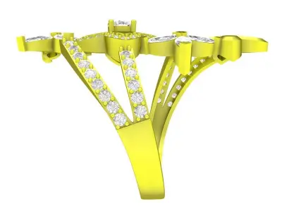 7037 luxury fashion flower diamond women ring 3D print model