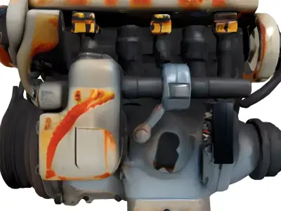 Weathered Industrial Engine Model Low-poly 3D model