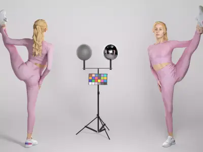 Beautiful woman stretching leg 300 Low-poly 3D model