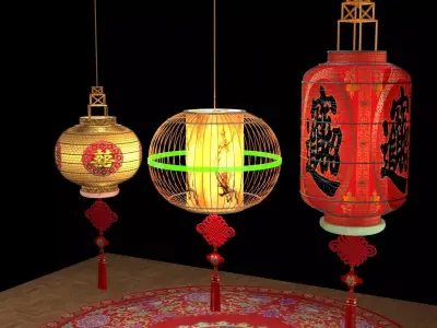 Chinese red lantern  3D model 16
