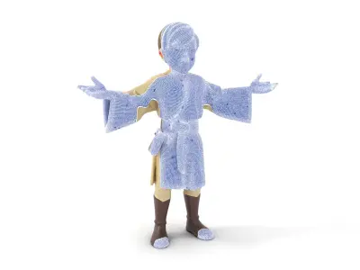 Young Apprentice Character Rigged and Animated in Robe Outfit Low-poly 3D model