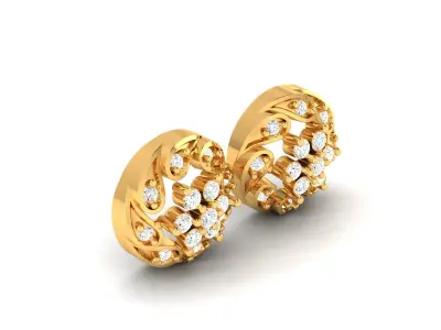 Studs Earrings for Women 3dm STL FBX OBJ Render Details 3D print model