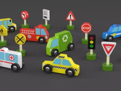 Wooden Street Sign 3D model