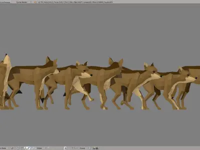 Coyote polygonal wolf Low-poly 3D model