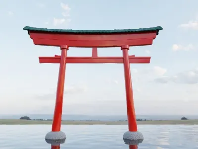Simple Japanese Torii Free low-poly 3D model