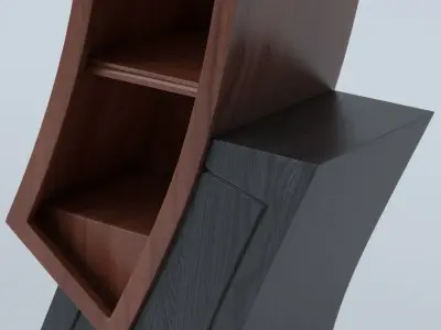Cupboard bookcase with curved shape 3D model