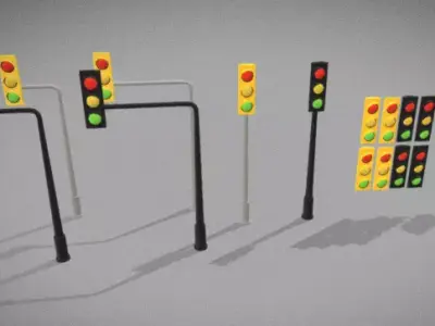 simple low poly street trafic lights Low-poly 3D model