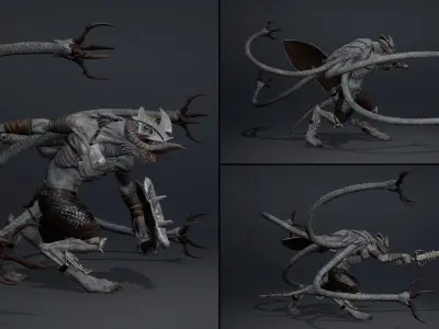 Ghost Swordman Tentacle Low-poly 3D model