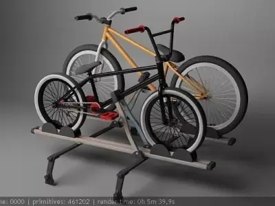 roof rack with bmx and mtb bikes Low-poly 3D model