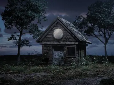 lonely house in a field 3D model