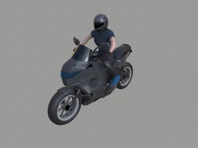 Motor Bike Rider Low-poly 3D model