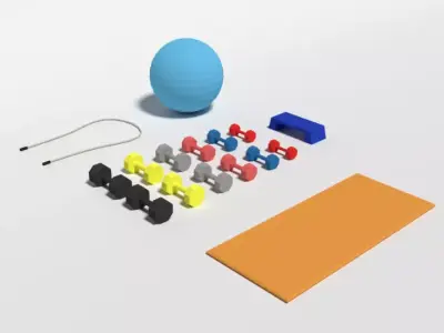 Low Poly Cartoon Gym Equipment Low-poly 3D model