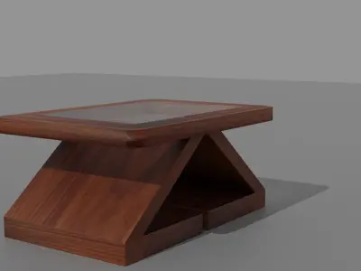 Living Room wooden table Low-poly 3D model