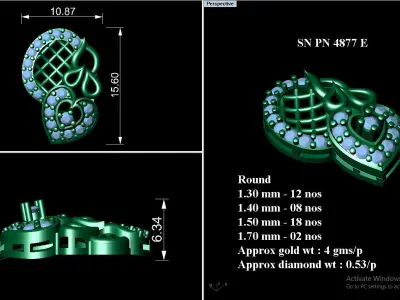 Pendant Earrings combo - 4877 3D print model