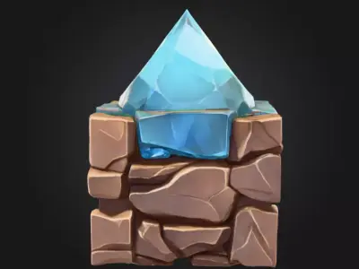 Emerald Stoneblock Low-poly 3D model