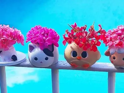 Kit- 4 Cute Flower Pots 3D print model