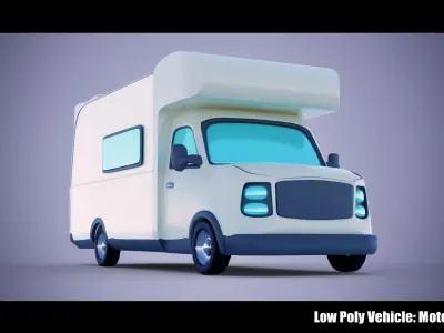 Low Poly Vehicle -  Motorhome Low-poly 3D model