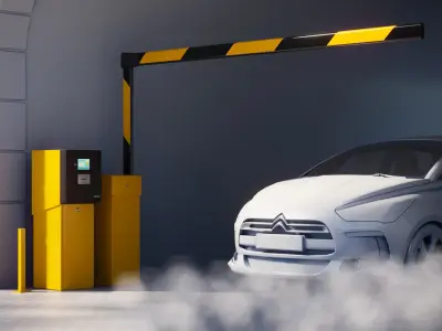 Yellow road barrier 3D model