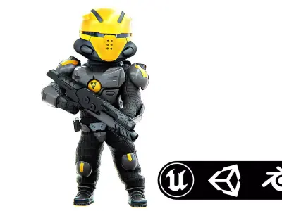 CYBER SOLDIER XC-300  Rigged for Unreal Engine - Unity - MIXAMO  3D model