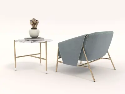 Modern Coffee Table and Armchair Set 32 3D model