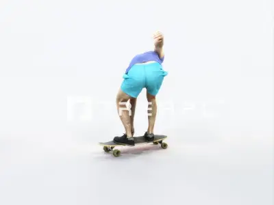 Flow 03A Riding a Skateboard Sports Man Low-poly 3D model