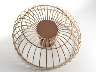 Wood seat Low-poly 3D model