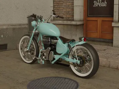 Custom Royal Enfield Chopper Low-poly 3D model