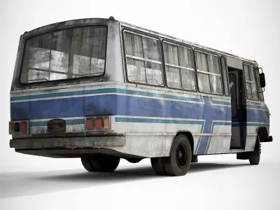Old Bus Mercedes-Benz  608D Low-poly 3D model