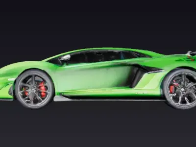 Green Sports Car High Poly 3D Model 3D model