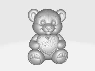 Valentine Teddy Bear Holding Love Heart Romantic Gift 3D print model