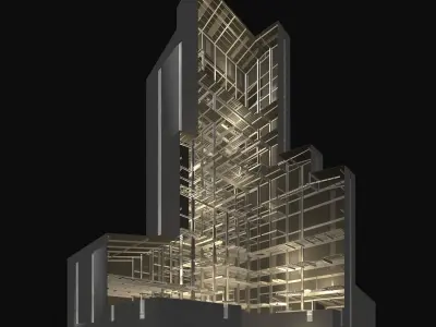 Buildings in cutaway section set 01 3D Model Collection