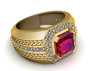 LUXURY GOLDEN RUBY RING 3D PRINTABLE MODEL 3D print model