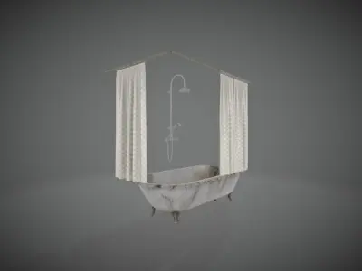  Old Bathtub - Low Poly 3D model