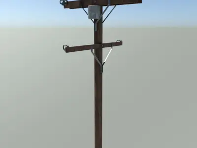 Electric wood pillar Free low-poly 3D model