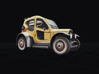 Cool Yellow Car Low-poly 3D model
