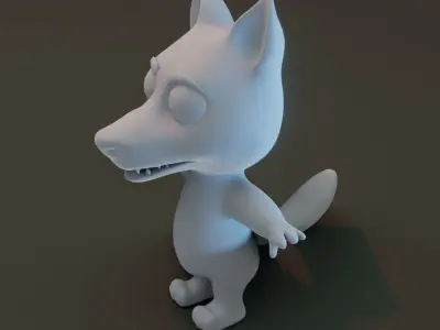 Cartoon Wolf Rigged Base Mesh 3D Model Low-poly 3D model