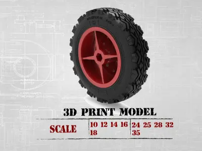 STL printable Tire and Rims for Lada Niva  3D print model
