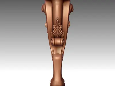 Wood carved 3D-Lion Leg 3D print model