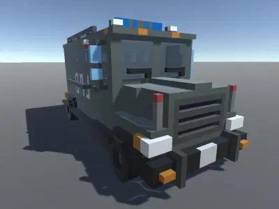 Police Truck Voxel Low-poly 3D model