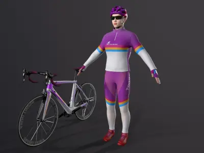 Cyclist Low-poly 3D model
