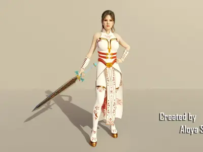 Female Warrior - Fantasy 3D game character 3D model