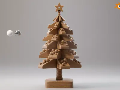 Wooden christmas tree 02 Low-poly 3D model