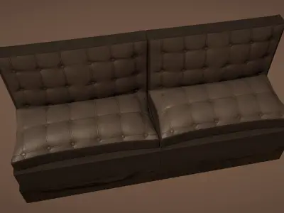 Modular Leather Cafe Diner Booth Couch Seat - 4K PBR Low-poly 3D model