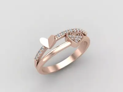 Minimal Heart diamond ring 147-MW 3D print model
