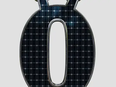 Solar Panel Letter - O 3D model